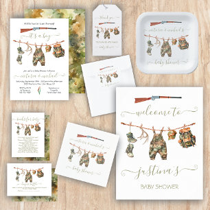 Adesivo Quadrado Chá de fraldas de Caça Camo Boy