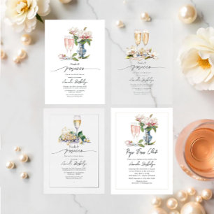 Convite Pérolas e Chá de panela de elo Fizz do Pop Prosecc