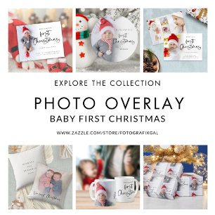 Caneca De Café Nome do Primeiro Natal do Bebê Sobreposição de Fot