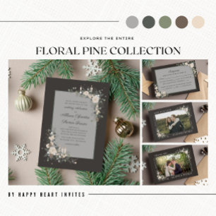 Convite Casamento de Natal com Velas de Feriado Floral