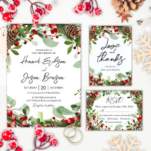 Convite Detalhes de casamento de vegetação de Natal de inv