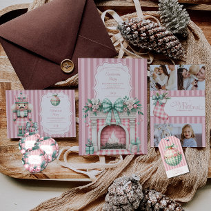 Adesivo Redondo Pink Coquette Christmas