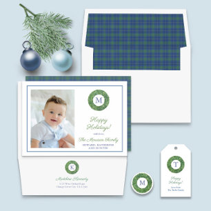 Etiqueta Para Presente Feriados Felizes Da Papoila-De-Chic Boxwood Monogr