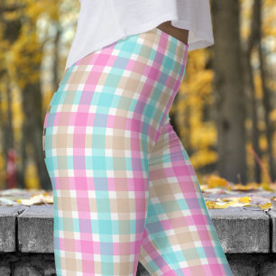 Legging Padrão de verificação preto e azul negros