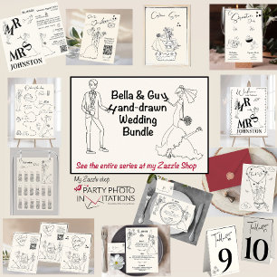 Retrô Escrito Em Mão Desenhado Convite De Casament