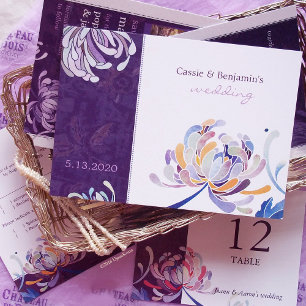 Convite Casamento Floral de EggPlant & White Luxe