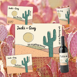 Cartão De Agradecimento Casamento Personalizado Do Deserto De Boho Cactus