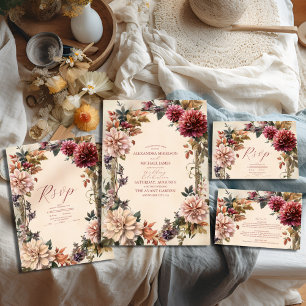 Convite Casamento Floral Real Vitoriano Único