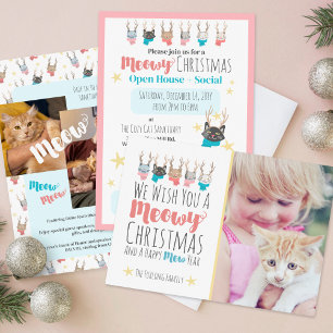 Convite Evento de Festa Aberta de Gato de Natal Meowy