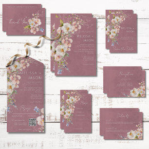 Convite Pastel Floral Moderno Casamento Rosa