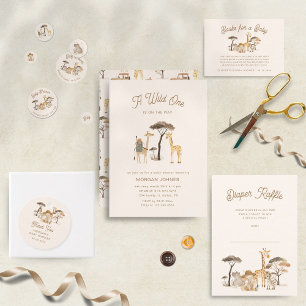 Adesivo Redondo Chá de fraldas Selvagem de Animais Safari