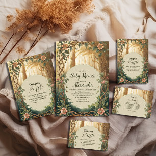 Convite Chá de fraldas de Floresta Encantado