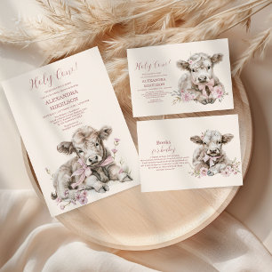 Convite Chá de fraldas de Vaca Floral Highland