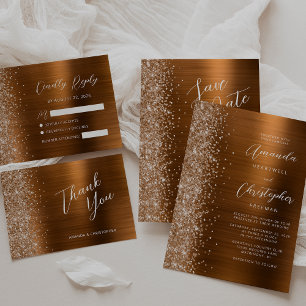 Cartão RSVP Casamento De Manuscrito De Lâmpada De Metal Bruto 