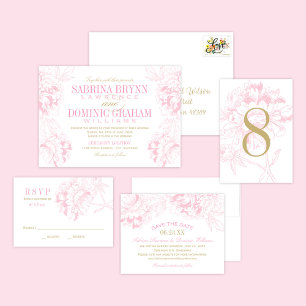 Cartão RSVP Casamento Dourado de Penas Florais e Rosa Elegante