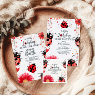 Cartão De Informações Boho Little Ladybug Livros de Chá de fraldas para 