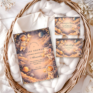 Cartão De Informações Animais Astronautas Sorteio de Fraldas Espaciais