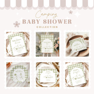 Convite Chá de fraldas de acampamento verde
