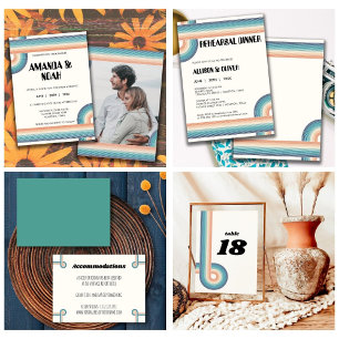 Vintage Retro Old Style 70s Convite para Casamento