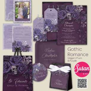 Convite Casamento Purple Gothic, Dois Corações Um Amor 
