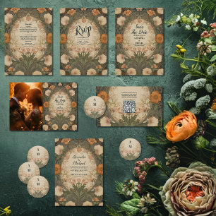 Adesivo Redondo Casamento Encantado de Arte Nouveau