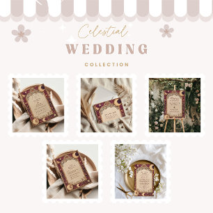 Convite Casamento Lua Celestial Borgonha