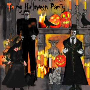 Convite à Bruxa do Halloween por artista