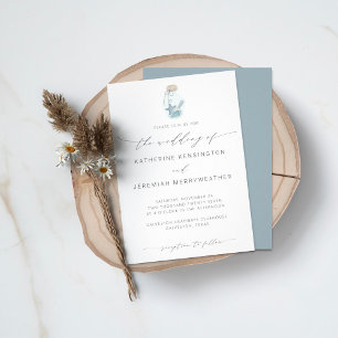 Convite Casamento de Script Moderno Elegant Beach Seashell