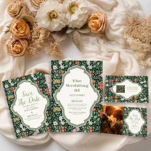 Convite para casamentos vintage William Morris