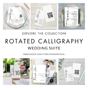 Convite Casamento com Código QR de Caligrafia Moderna