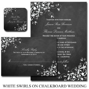 Rochas Brancas Em Convites De Casamento De Chalkbo