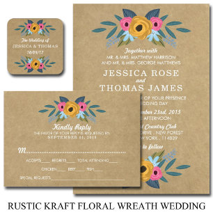 Convite A Coleção de Casamentos Florais do Kraft Rustic Kr