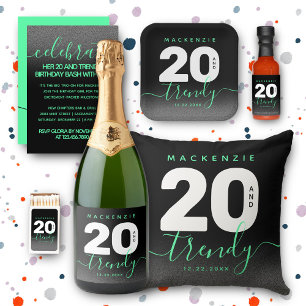 Convite Modern Girly Mint Green 20 e Trendy Birthday