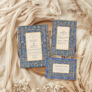 Convite Casamento Islâmico Mosaico Azul