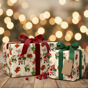 Papel De Presente Meias de Natal Tesouros Retro