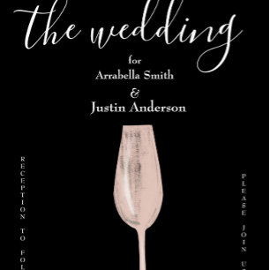 Convite De Casamento De Champanhe De Cor-De-Rosa P