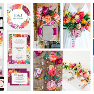 Convite Casamento floral moderno e colorido Verão I Inv