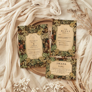 Cartão De Agradecimento Vintage Botanical Foliage Wedding