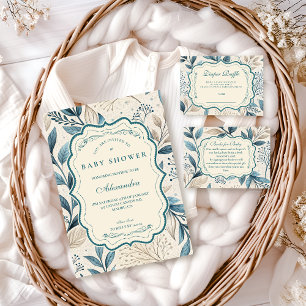 Cartão De Informações Chá de Bebê Cottage Flor Silvestre Macia Rifa de F