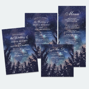 Cartão De Agradecimento Starry Night Forest Weding