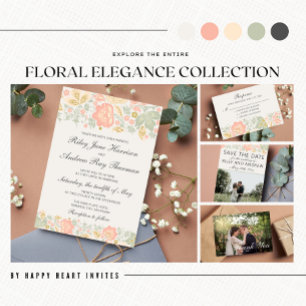 Reserve A Data Sage De Pêssego De Elegância Floral Salva A Data
