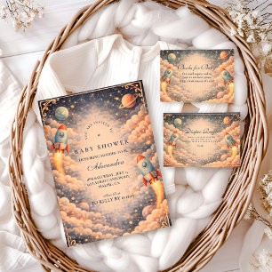 Cartão De Informações Nuvens de Foguete Espacial Sorteio de Fraldas