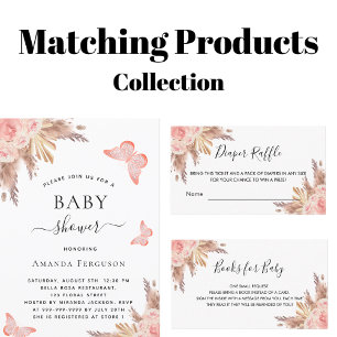 Convite Chá de fraldas borboleta pampas relva blusa