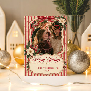 Papel De Presente Natal com Listras de Doce Retro Coquette