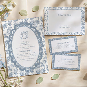 Cartão De Informações Chinoiserie Blue Toile Chás de Bebê