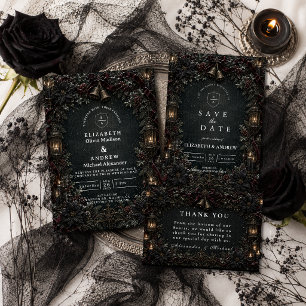 Cartão De Agradecimento Casamento de Inverno Gótico