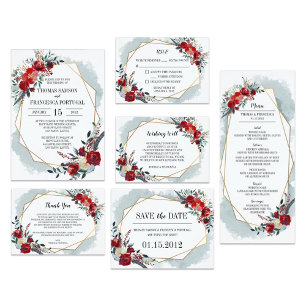 Convite Dourado Geométrico Boho Floral