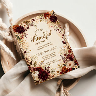 Prato De Papel Jantar de Ação de Graças Floral Burgundy Luxuoso