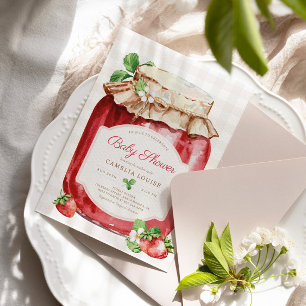 Convite Berry Sweet Strawberry Jam Pink Chá de fraldas