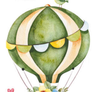 Convite Chá de fraldas Floral de Balão de Ar Quente Sage G